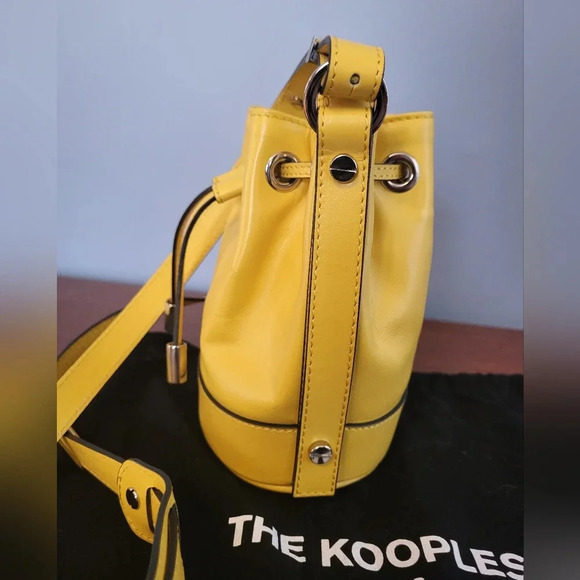 The Kooples Small Tina Leather Yellow Bucket Crossbody Handbag - Picture 7 of 14